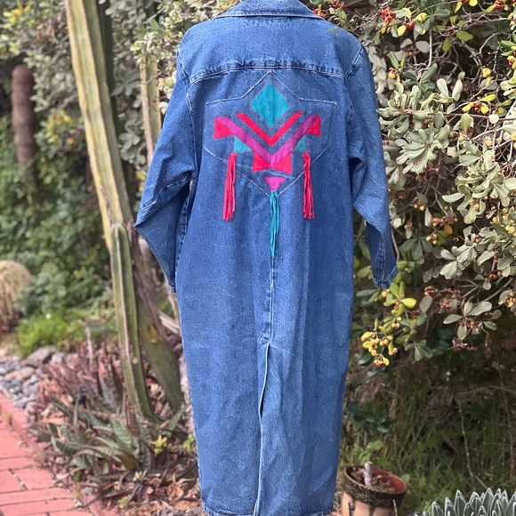 VINTAGE PIONEER WEAR Denim southwestern fringed duster jacket|14 - Picture 15 of 15